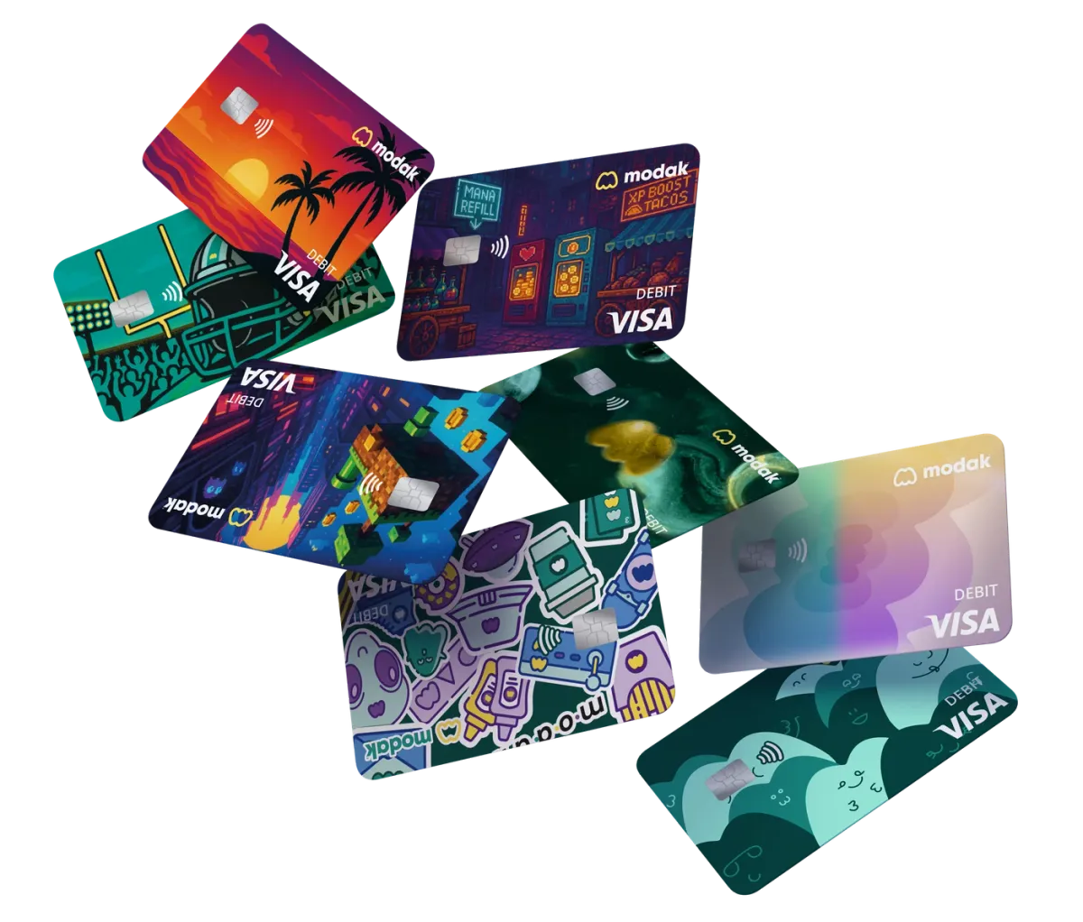 3D floating Modak debit cards