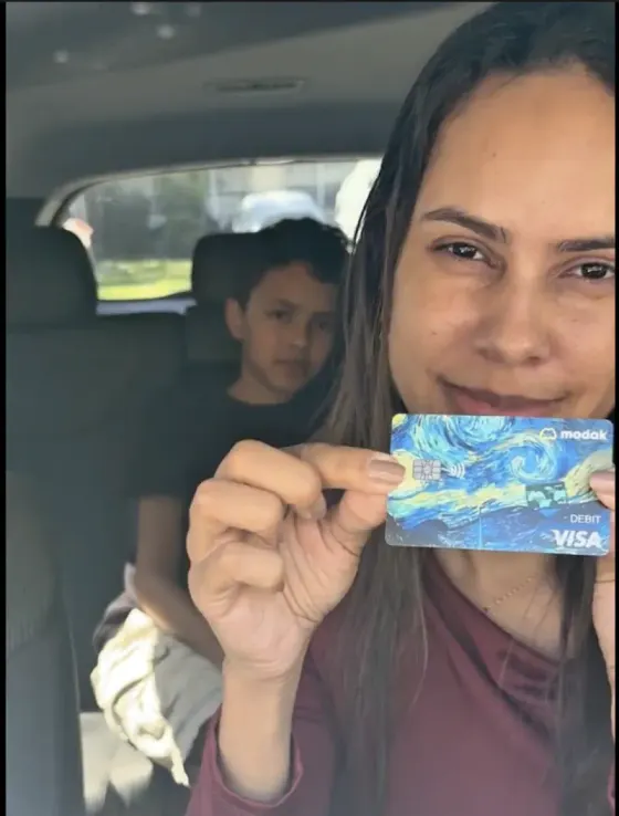 Modak family — mom in the car with her son